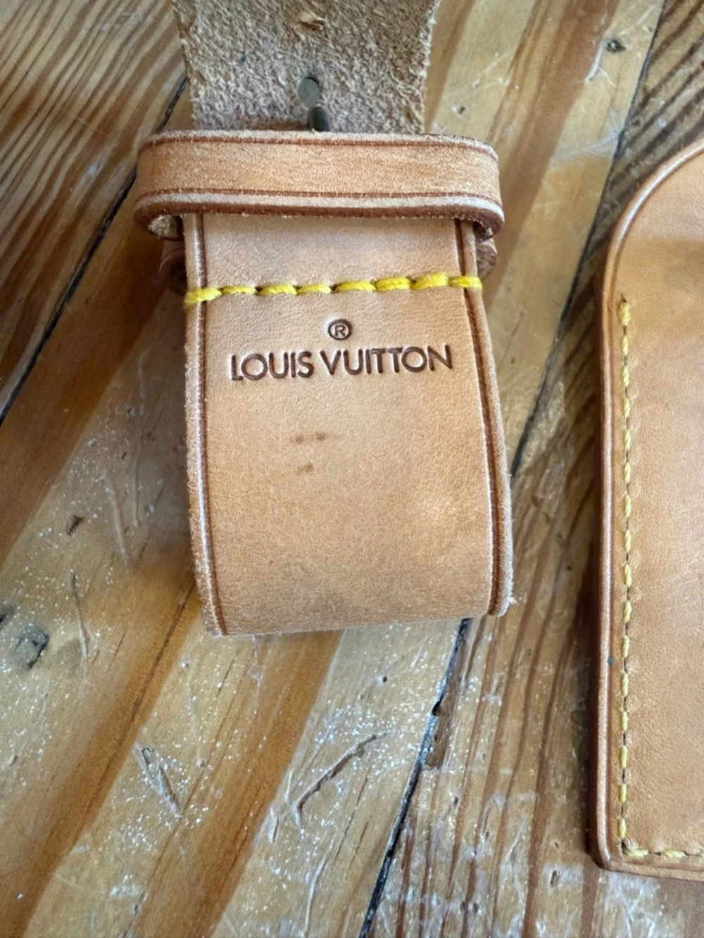 Louis Vuitton Natural Tan Leather Luggage Tag & Strap Set